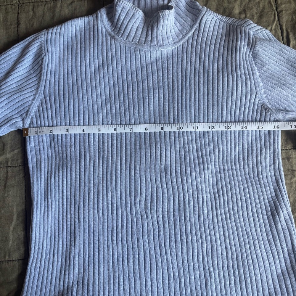 Talbots Soft Blue Ribbed Knit Top - Picture 6 of 7